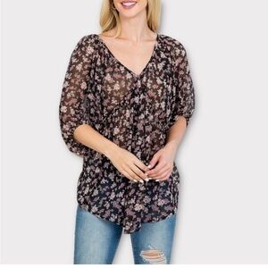 NWT Boutique Lovely J multi color tunic V neck both sides.…